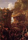 Fall Paintings - Portage Falls on the Genesee by Thomas Cole